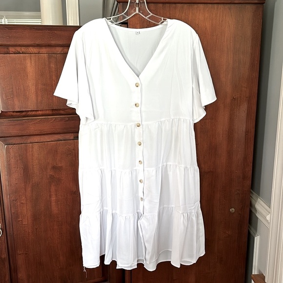 Dresses & Skirts - Lightweight Tiered Flutter Sleeve V-Neck Dress